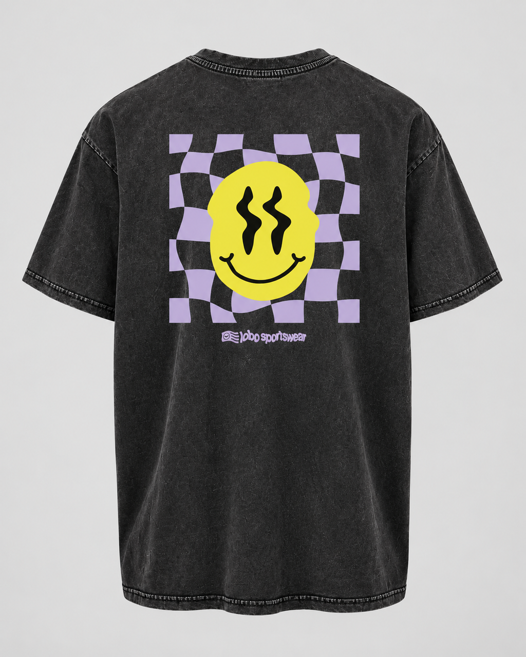 LOBO Smiley Check Oversized Tee – Vintage Black