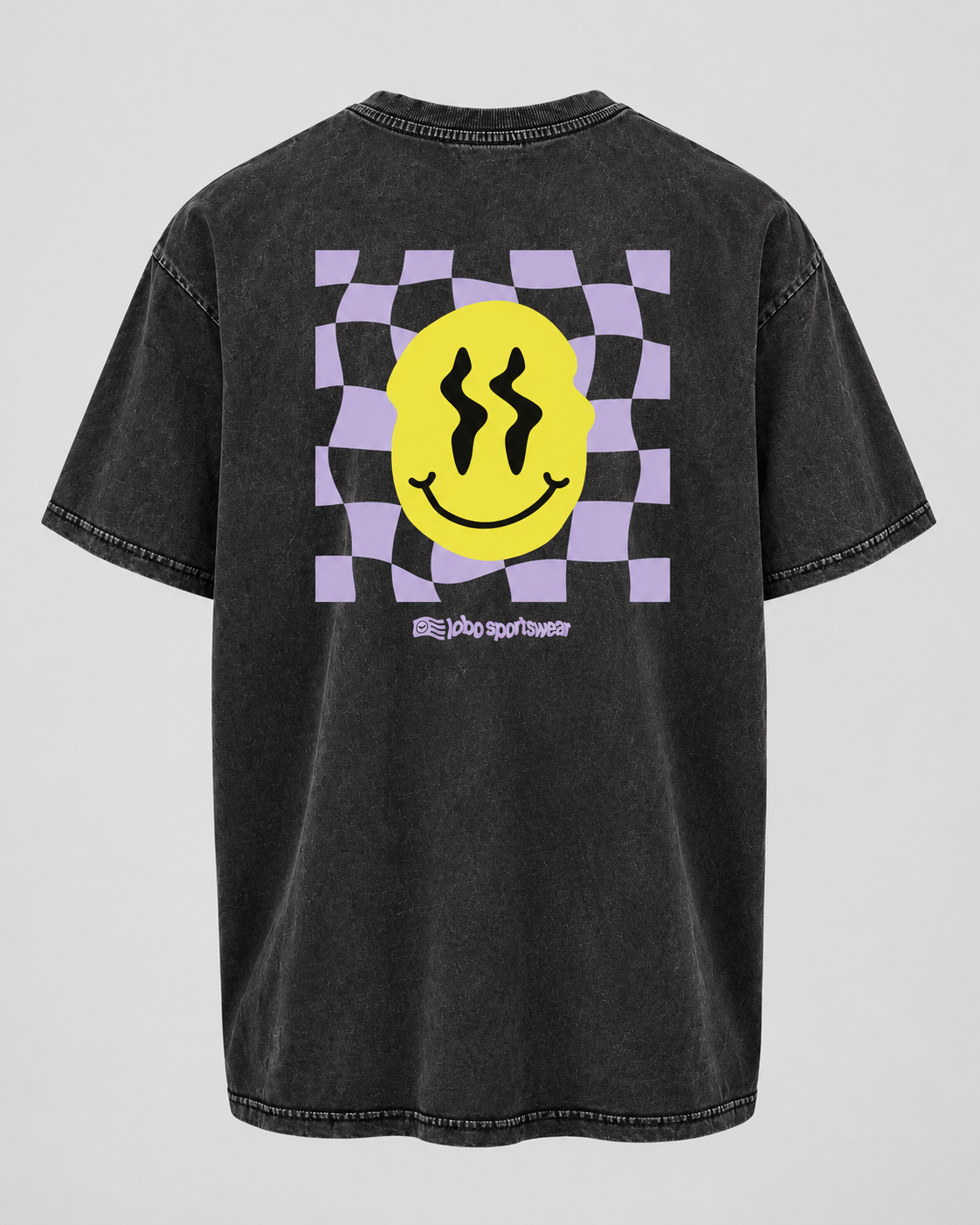 LOBO Smiley Check Oversized Tee – Vintage Black