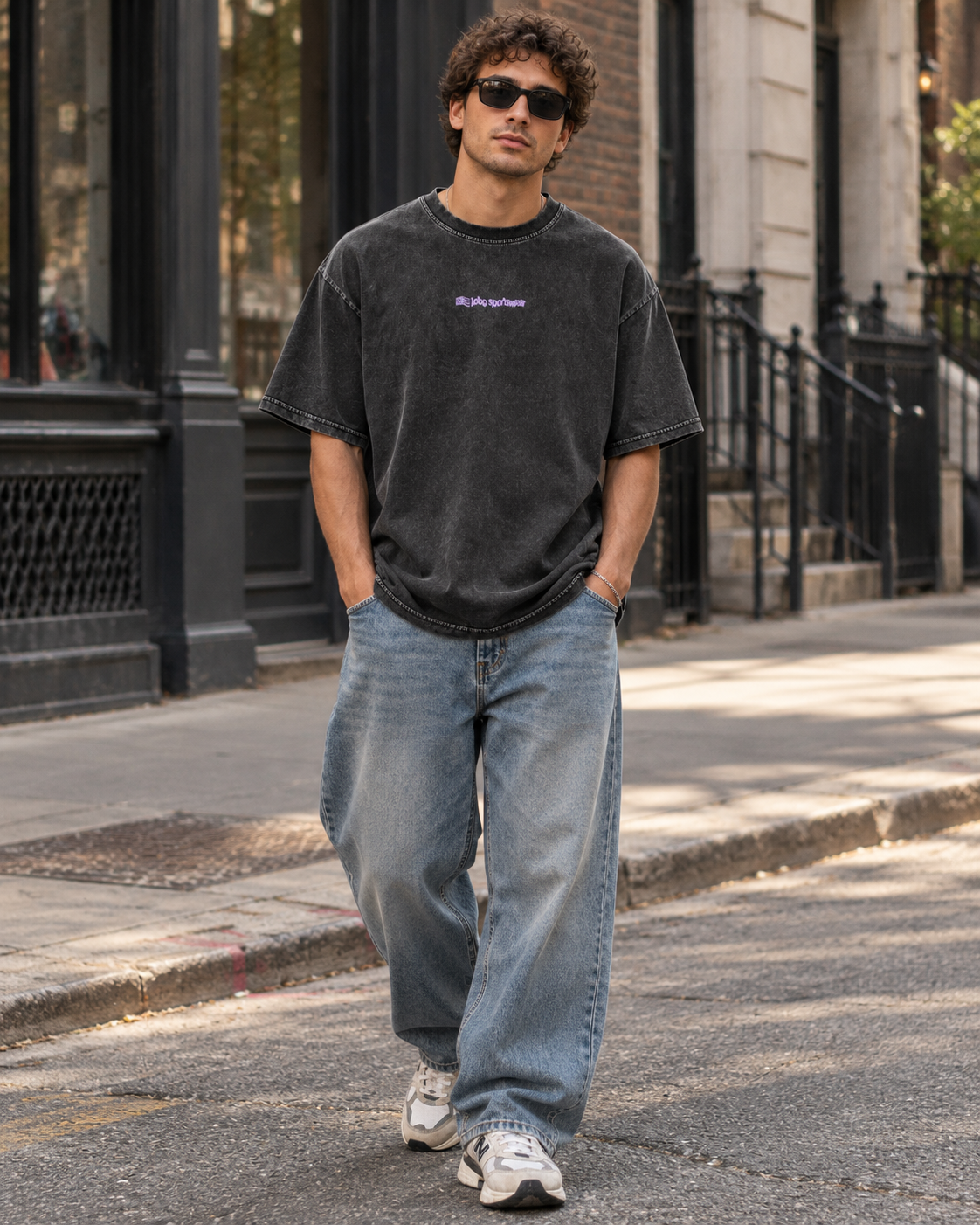 LOBO Smiley Check Oversized Tee – Vintage Black
