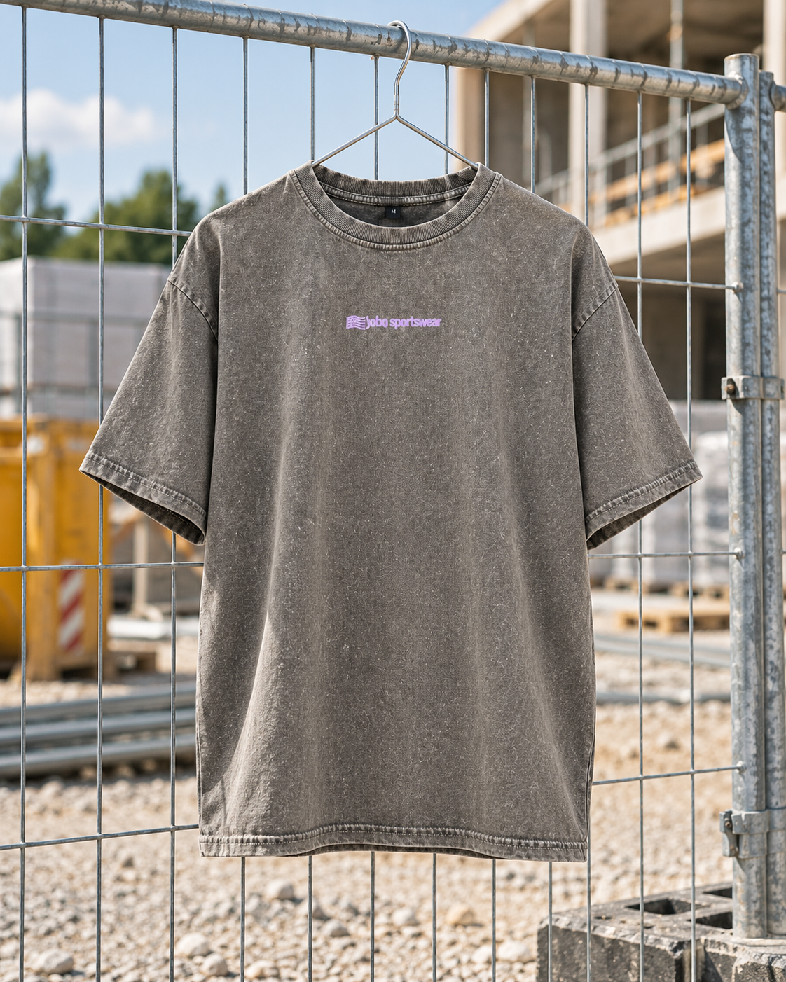 LOBO Smiley Check Oversized Tee – Vintage Grey