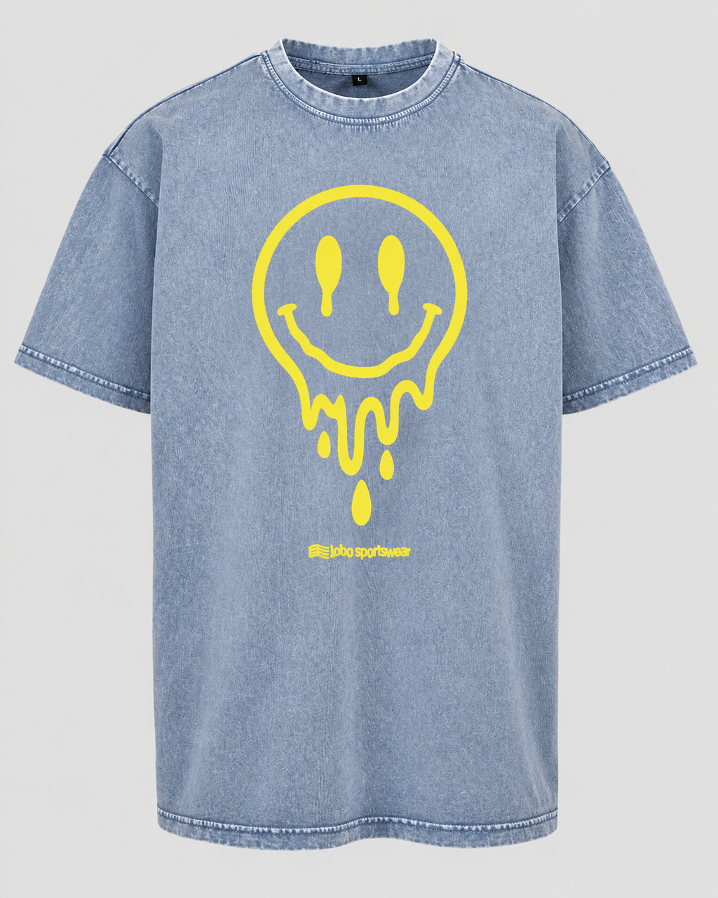 LOBO Drip Smiley Oversized Tee – Vintage Blue