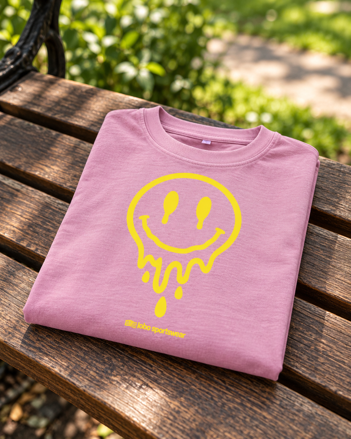 LOBO Drip Smiley Oversized Tee – Vintage Pink