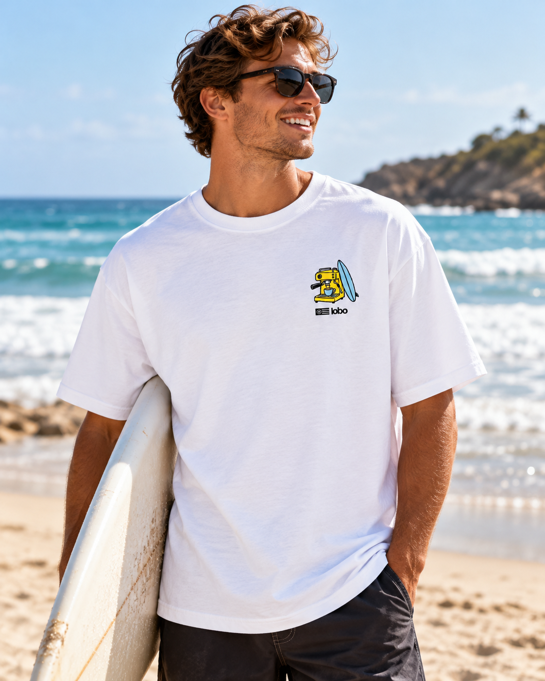 First Coffee Then Surf Oversized T-Shirt | White