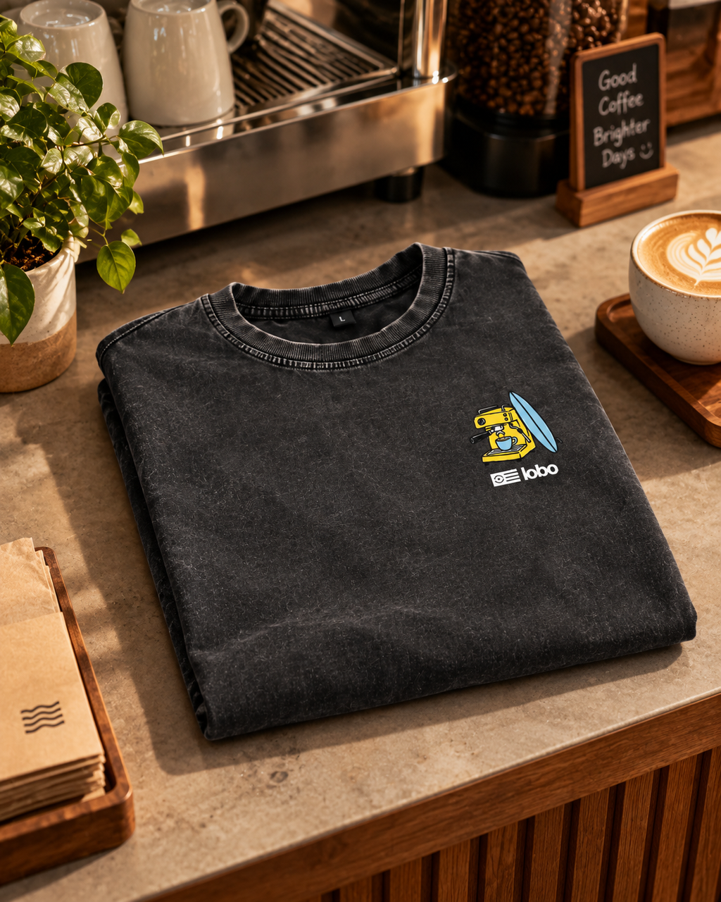 First Coffee Then Surf Oversized T-Shirt | Vintage Black