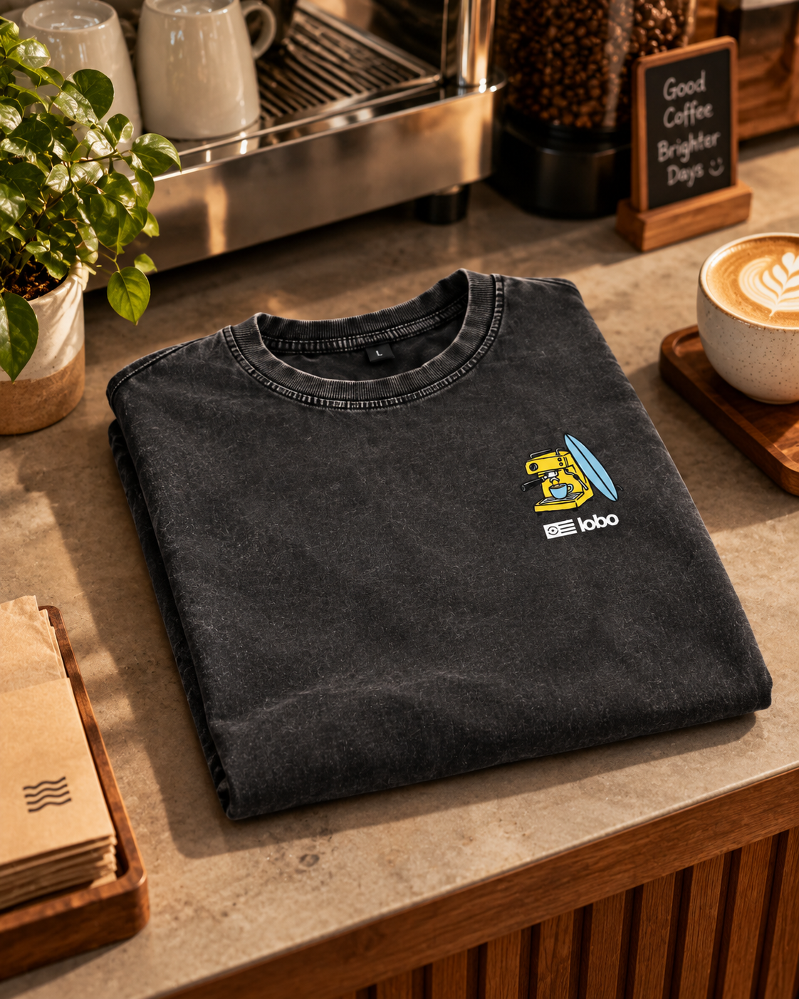 First Coffee Then Surf Oversized T-Shirt | Vintage Black