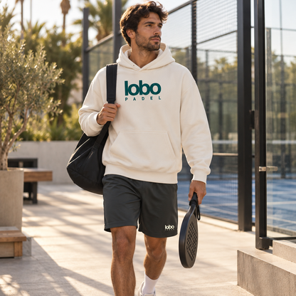 LOBO Padel Hoodie – Off White / Deep Teal