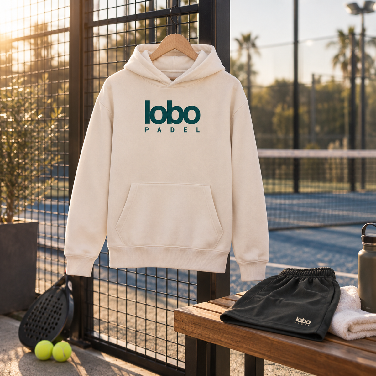 LOBO Padel Hoodie – Off White / Deep Teal