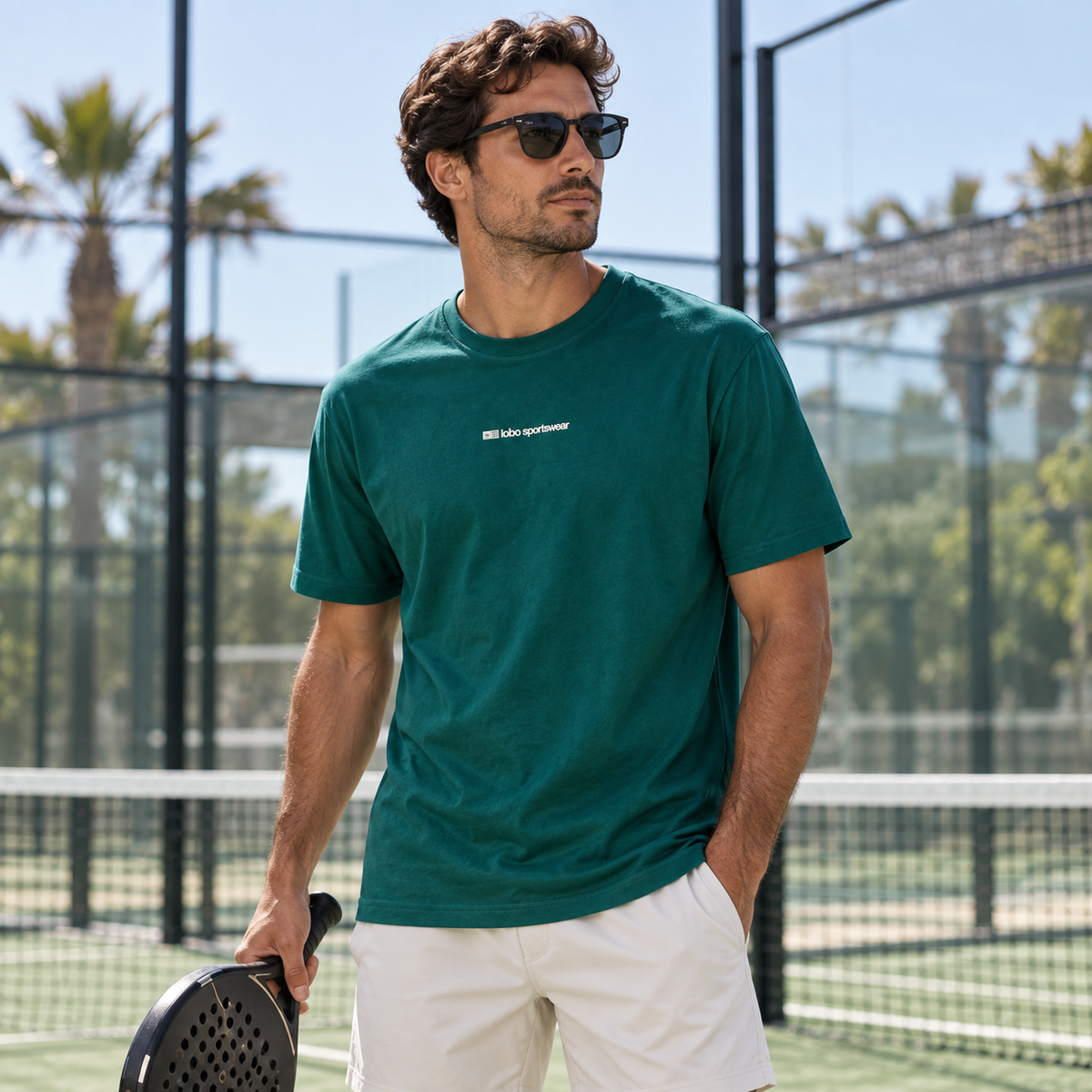 LOBO Padel Before Coffee Club T-Shirt – Bottle Green