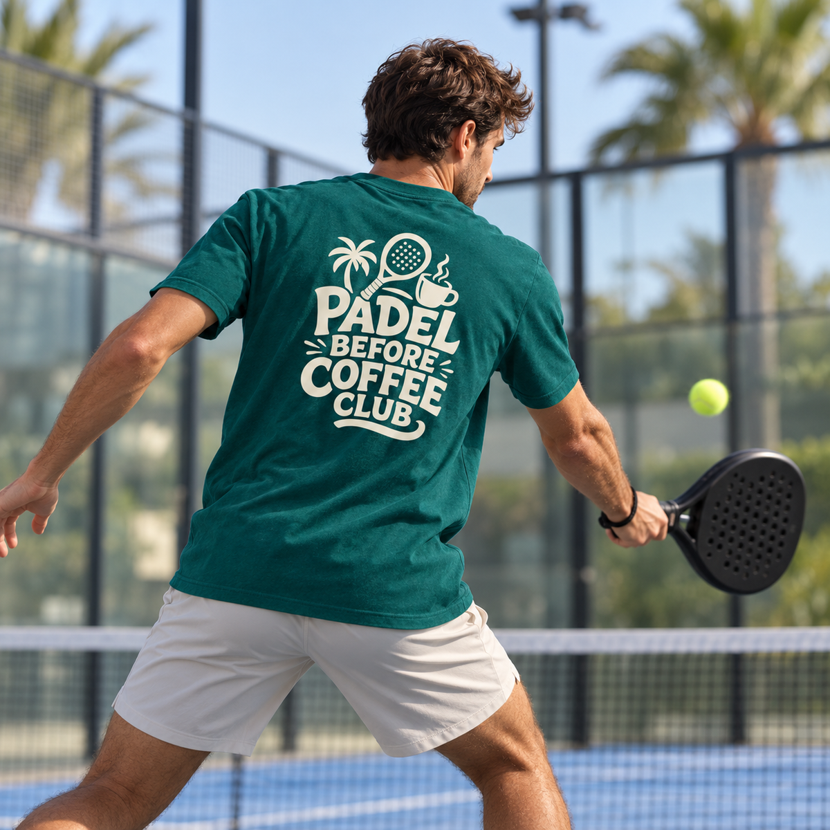 LOBO Padel Before Coffee Club T-Shirt – Bottle Green
